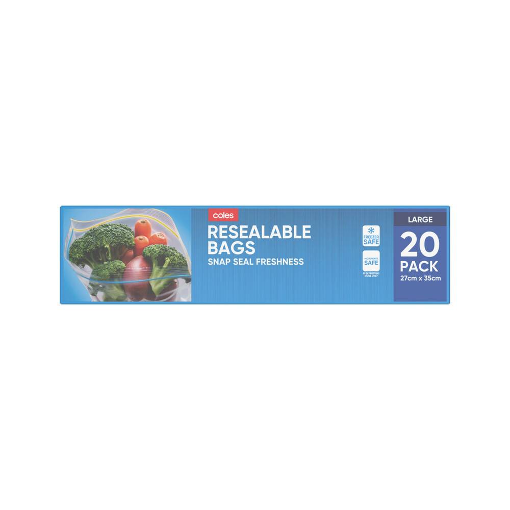 Coles Large Resealable Storage Bags 20 ct