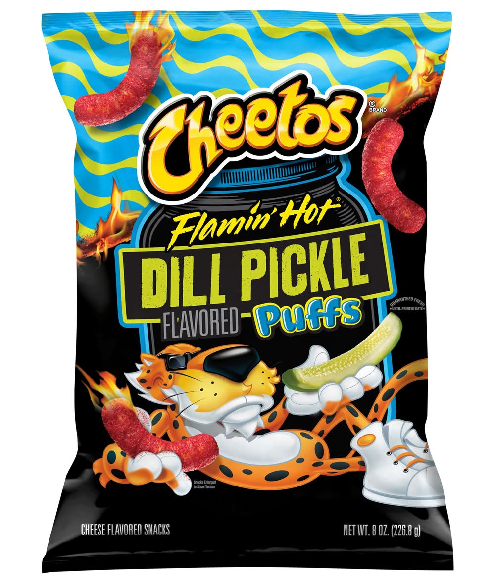 Cheetos Flamin' Hot Puffs, Dill Pickle (8 oz)