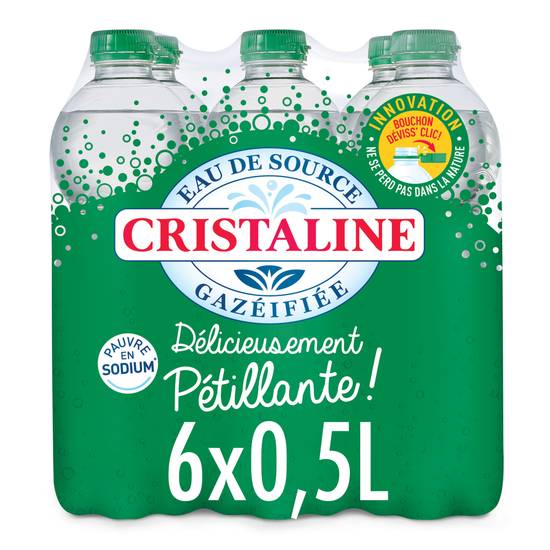 Cristaline - Eau de source pétillante (6 pièces, 500 ml)