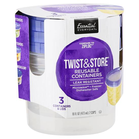 Essential Everyday Twist & Store Reusable Containers (3 ct)
