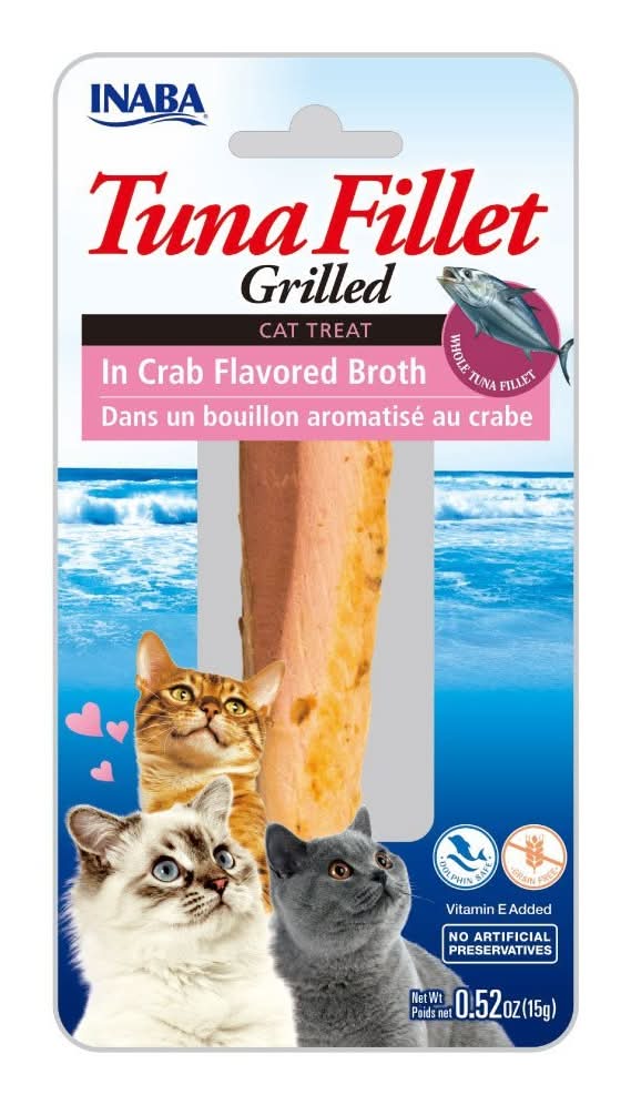 INABA · Premio filete de atún a la parrilla en caldo de cangrejo para gato, Todas las etapas (15 g)