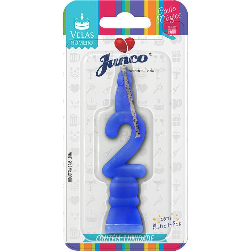 Junco vela aniversário numeral  n 2 azul (1 unidade)