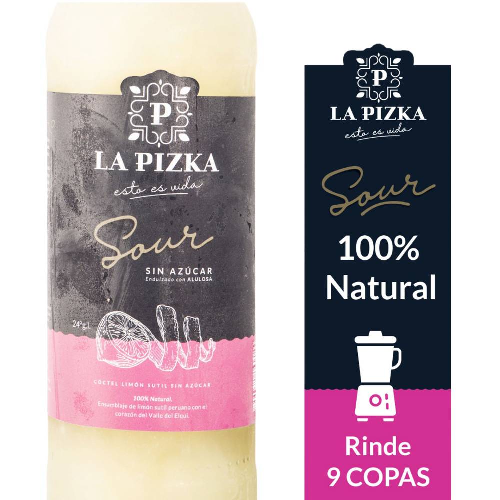 La pizka pisco sour natural sin azúcar 24° (botella 1 l)
