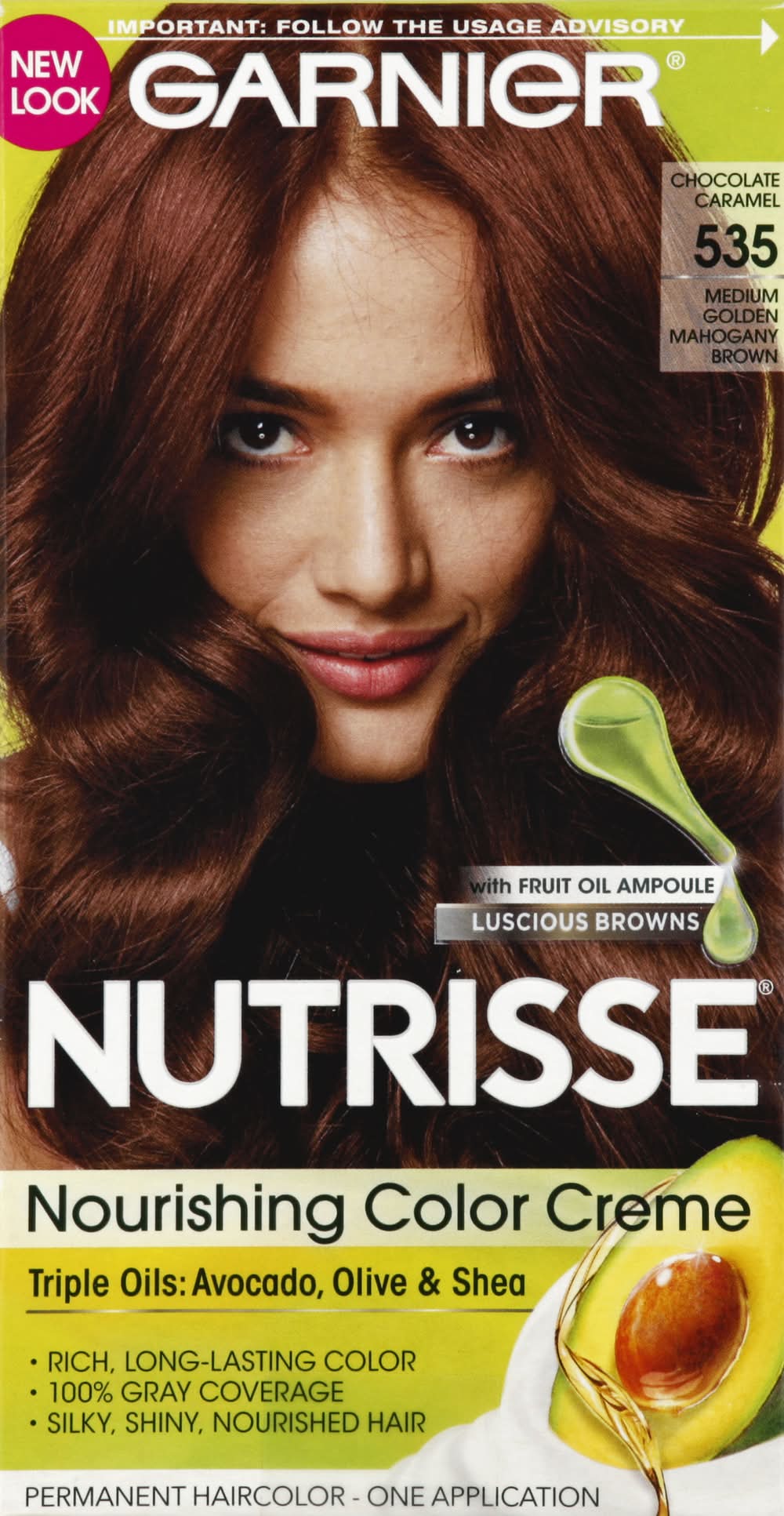 Garnier Nutrisse Nourishing Chocolate Caramel 535 Medium Brown Hair Color Creme (8 oz)