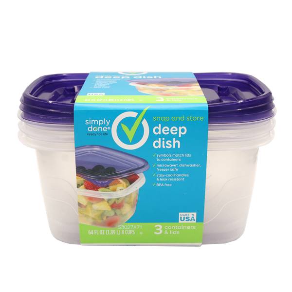 Simply Done Deep Dish Containers & Lids (3 ct)