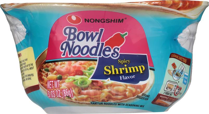 Nongshim Spicy Shrimp Flavor Bowl Noodle Soup