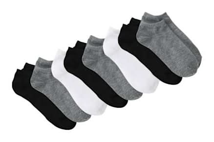 Juniors No Shows Everyday Socks 8-Pack Black/Gray/White