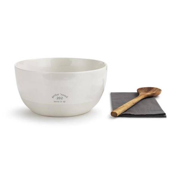 Demdaco Serve It Up Serving Bowl with Spoon & Napkin-Stamped