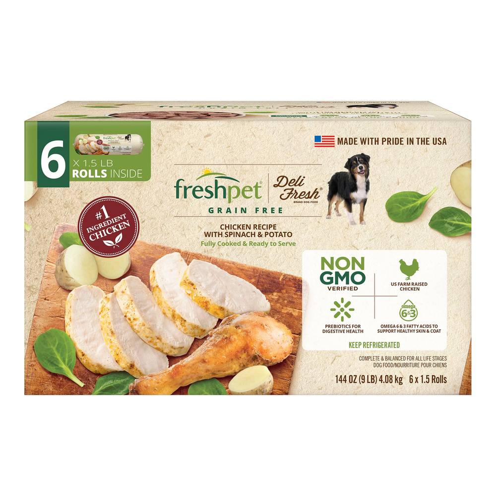 Freshpet Deli Fresh Grain Free Chicken Recipe Rolls, 1.5 lbs, 6 Rolls