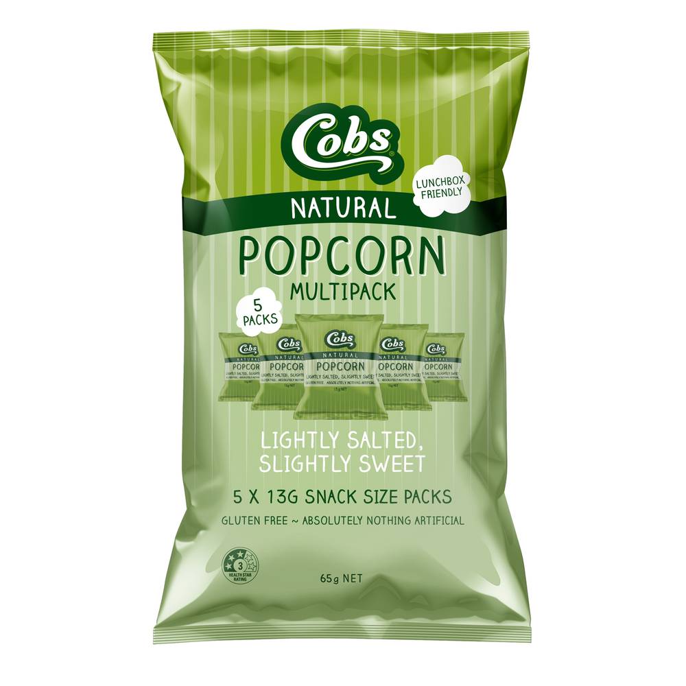 Cobs Natural Popcorn, Lightly Salted -Slightly Sweet (5 x 13g)