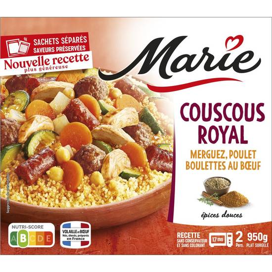 Couscous poulet merguez, semoule et légumes Marie 900g