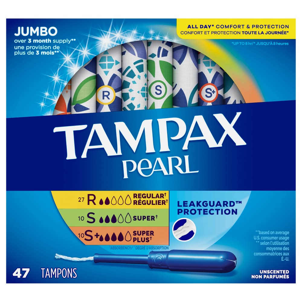 Tampax Leakguard Protection Pearl Jumbo Tampons (47 ct)