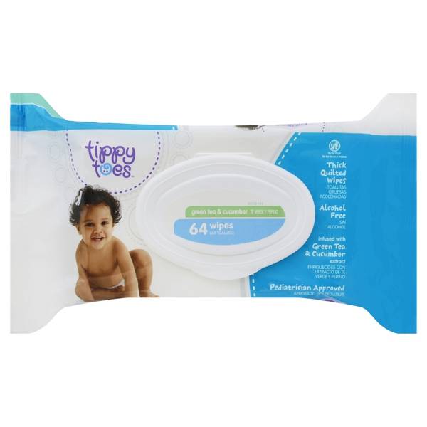 Tippy Toes Green Tea Wipes 1x (64 ct)