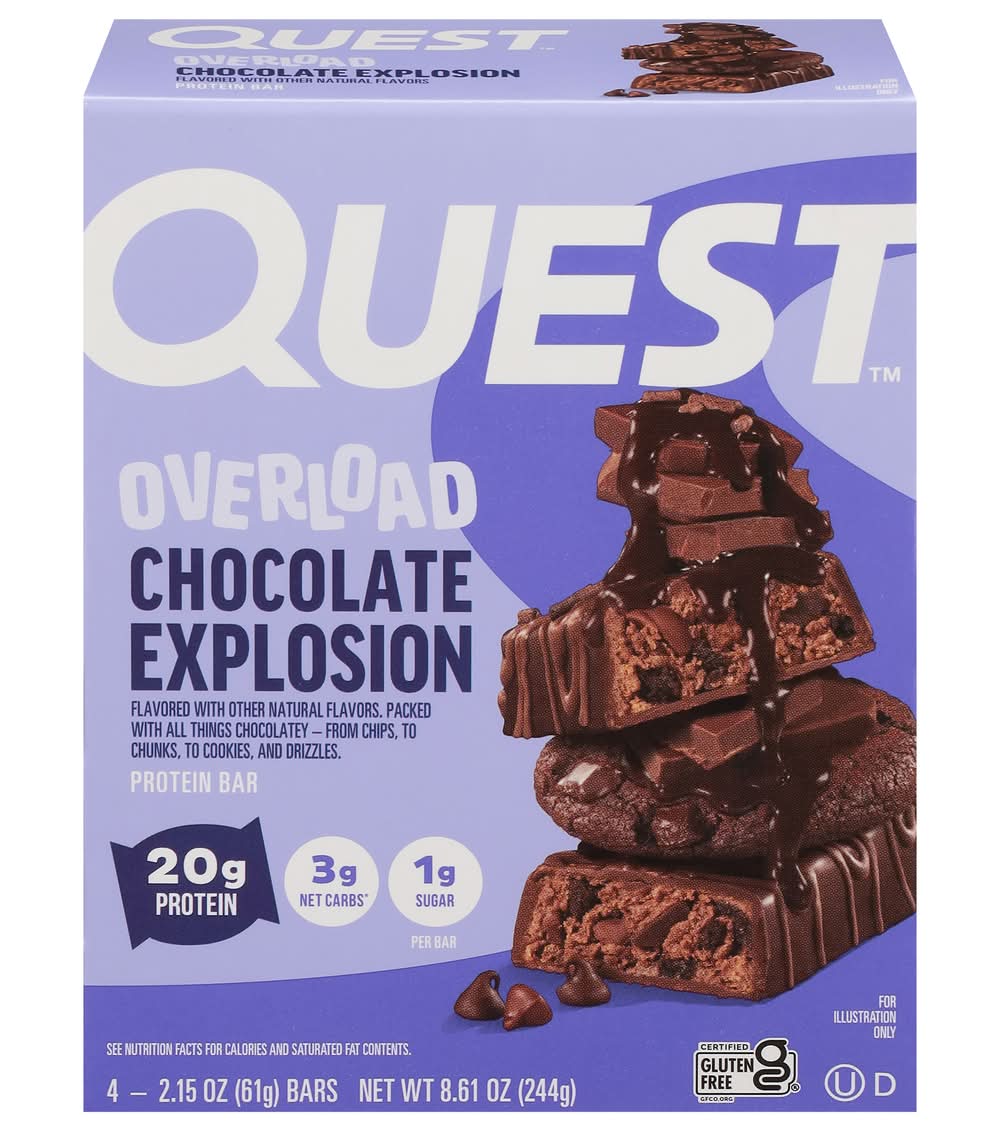 Quest Overload Protein Bars, Chocolate Explosion (4 x 2.15 oz)