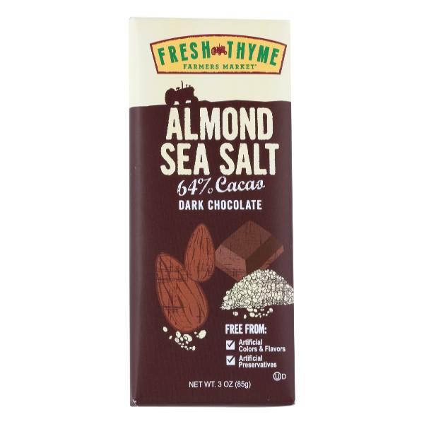 Fresh Thyme Cacao Dark Chocolate Bar, Almond Sea Salt (3 oz)