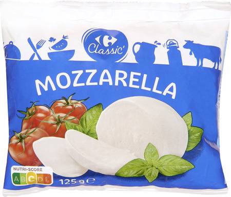 Mozzarella CARREFOUR CLASSIC' - le sachet de 125g net égoutté