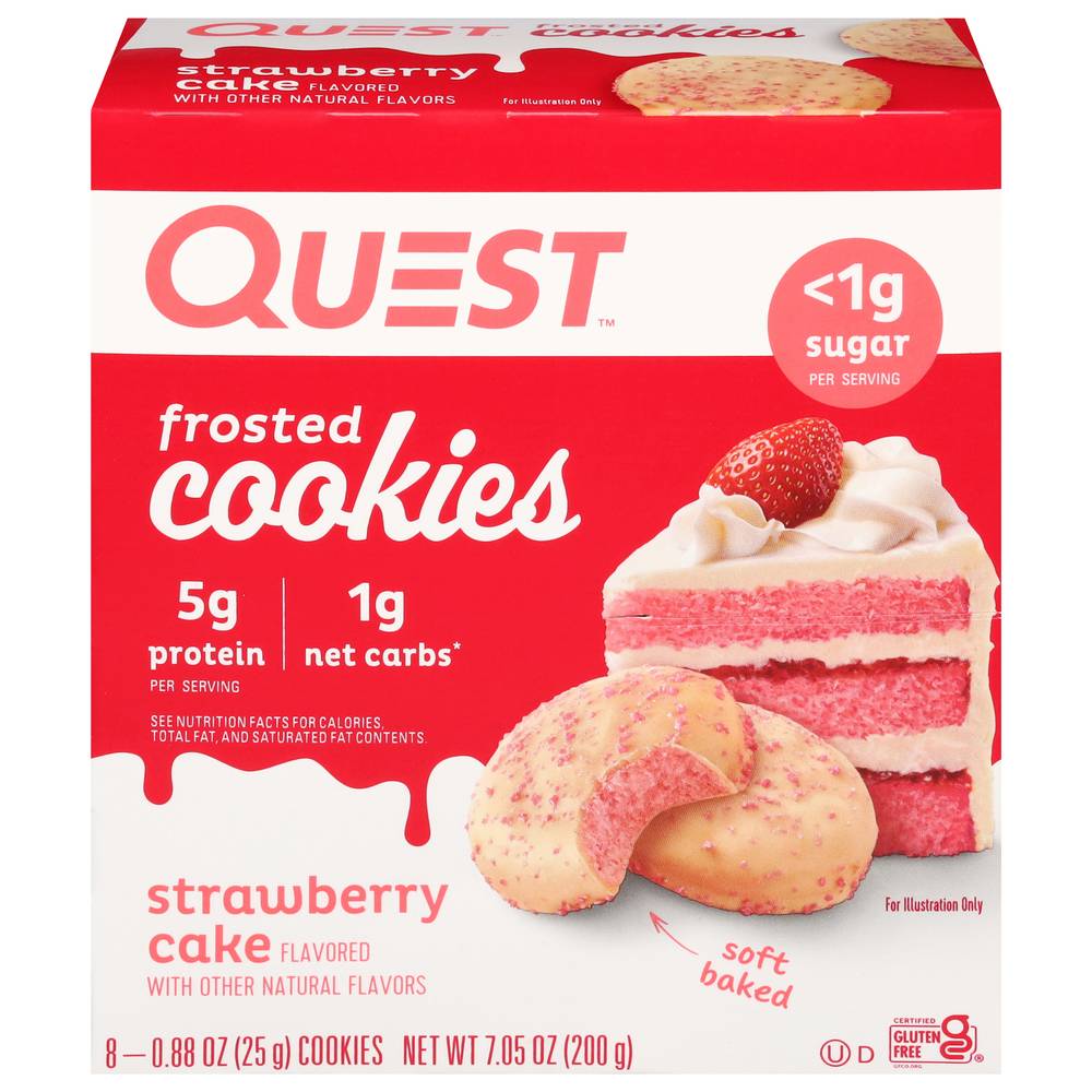 Quest Frosted Cake Cookies, Strawberry (8 x 0.88 oz)