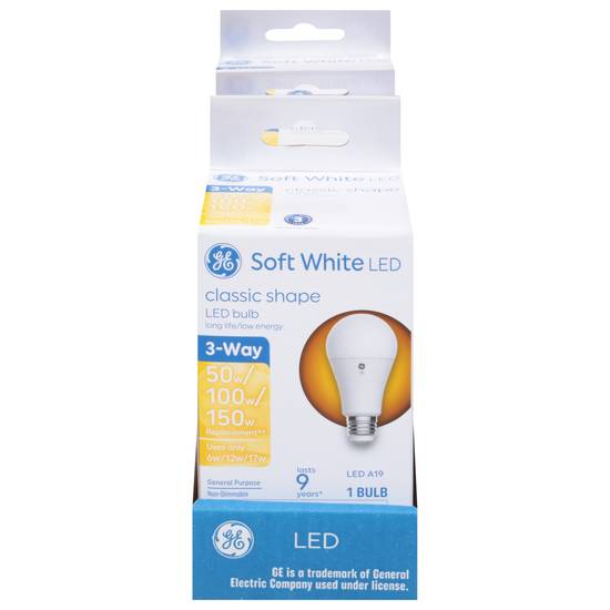 Ge Soft White Classic Shape 3-way Led Light Bulb