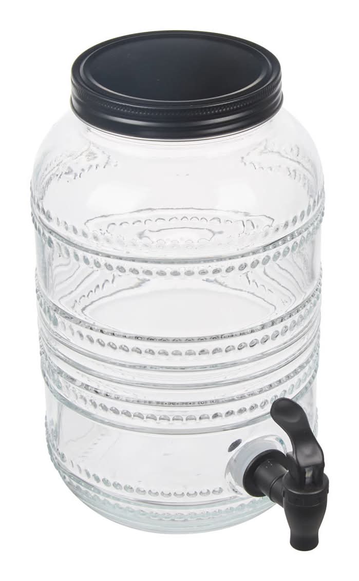 Houseware Cylindrical Hobnail Dispenser With Tap, Clear
