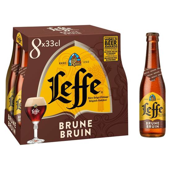 Leffe Bière Belge d''Abbaye Brune Bouteilles 8 x 33 cl