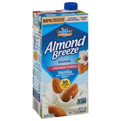 Almond Breeze Unsweetened Vanilla Shelf Stable Almond Milk - 32 Oz