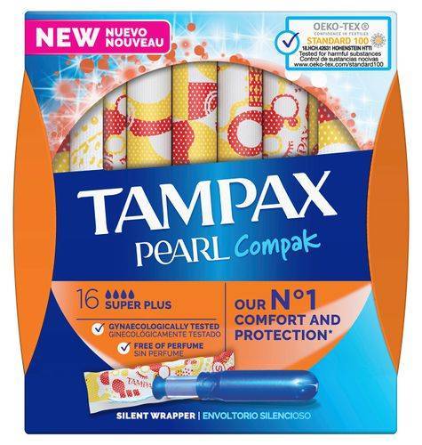 Tampax Compak Pearl Súper Plus (16 unidades)
