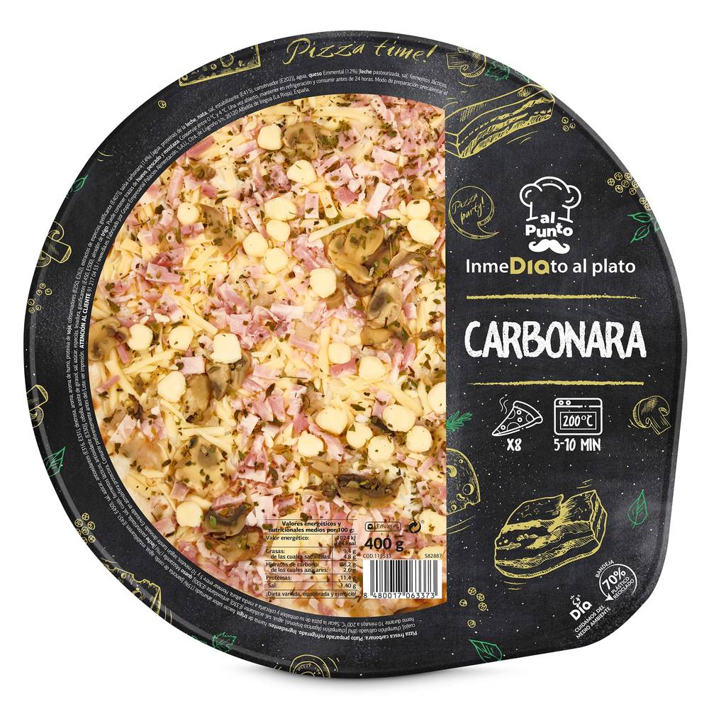 Pizza Carbonara Al Punto Dia Bandeja 400 G