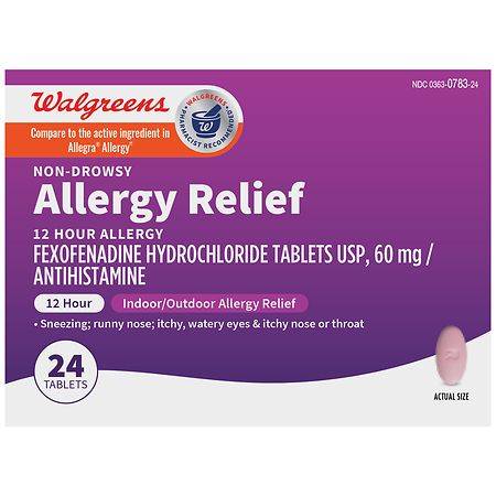 Walgreens Wal-Fex 12 Hour Allergy Relief, Fexofenadine Hydrochloride Tablets (24 ct)