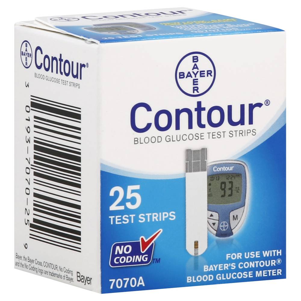 Bayer Contour No Coding Blood Glucose Test Strips (25 ct)