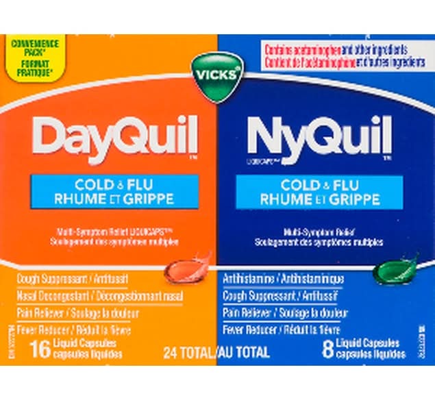 Vicks Dayquil Nyquil Cold & Flu Relief Liquid Caps (24 ct)