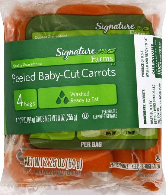 Order Signature Farms · Peeled Baby-Cut Carrots (4 x 2.3 oz) food online from Safeway store, Eureka on bringmethat.com