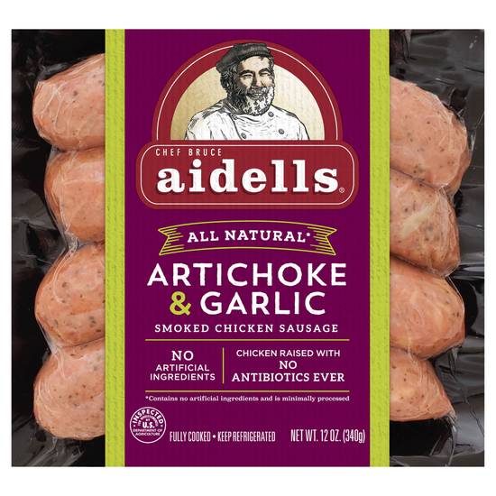 Aidells Artichoke & Garlic Smoked Chicken Sausage (12 oz)