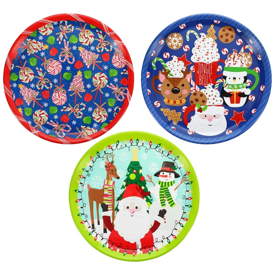 Christmas Plastic Round Tray