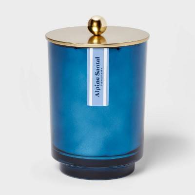 2 Wick Lidded Glass Candle Alpine Santal 18oz Blue - Threshold™