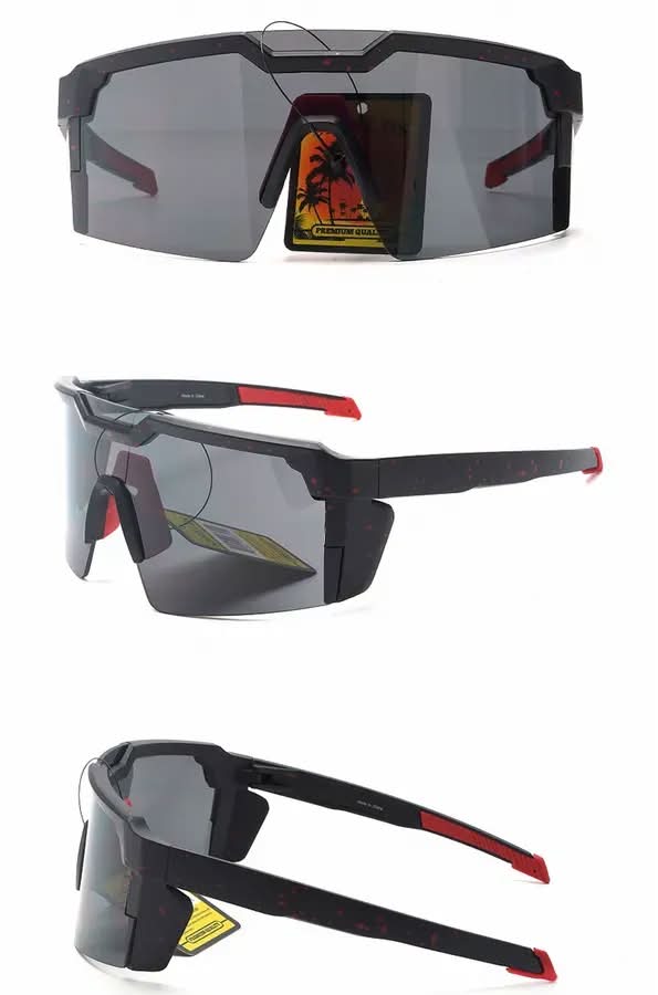 Trader Bo's Sports Sunglasses Black Frame Black Lens
