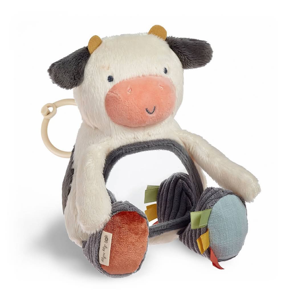 itzy ritzy Bitzy Mirror Sensory Tummy Time Mirror Cow Toy