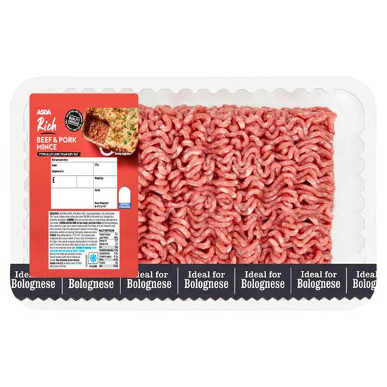 ASDA Beef & Pork Mince (Typically Less Than 23% Fat) 750G