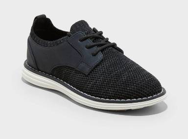 Kids' Elijah Knit Dress Shoes - Cat & Jack™ Black 3: Lace Up, Non Marking Outsole, Round Toe