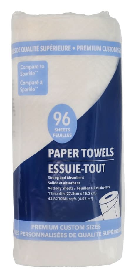 Premium Custom-sized Paper Towels, 96-pc Pack.