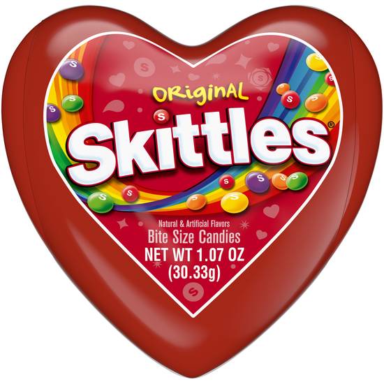 SKITTLES Valentine's Day Original Chewy Candy - Heart Gift Tin, 1.07 oz