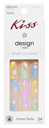 Kiss® Design Nails Medium Length 24-Pack Pastel Flower Design