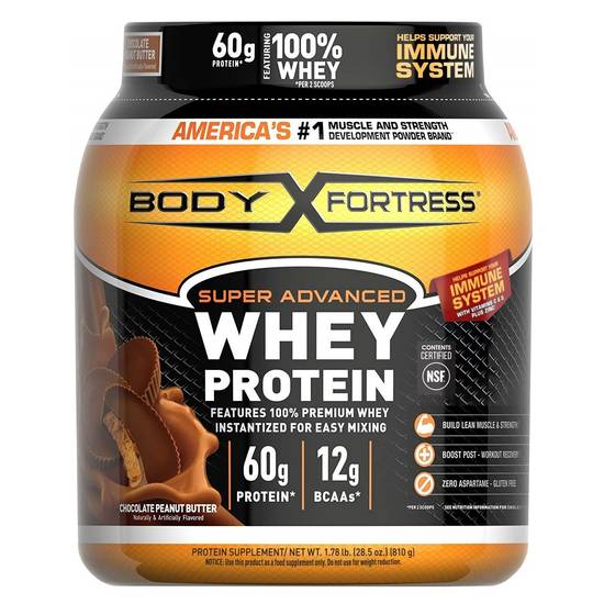 Body Fortress Super Advanced Whey Protein Powder Chocolate Peanut Butter, 28.5 OZ