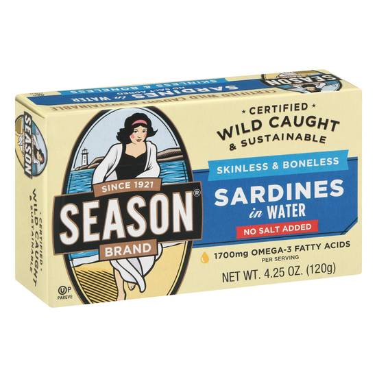 Season Kosher Skinless & Boneless Sardines in Water