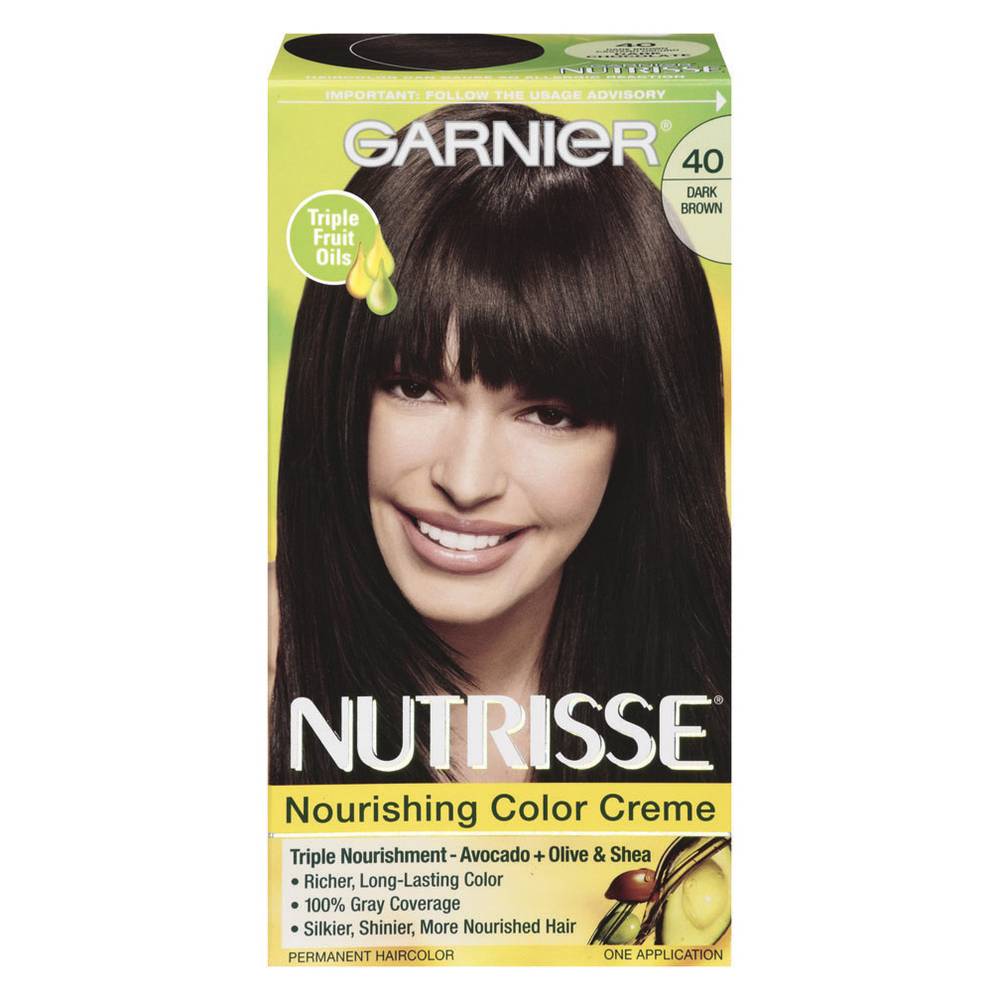 Garnier Nutrisse Nourishing Creme Hair Color, 40 Dark Brown (8 oz)