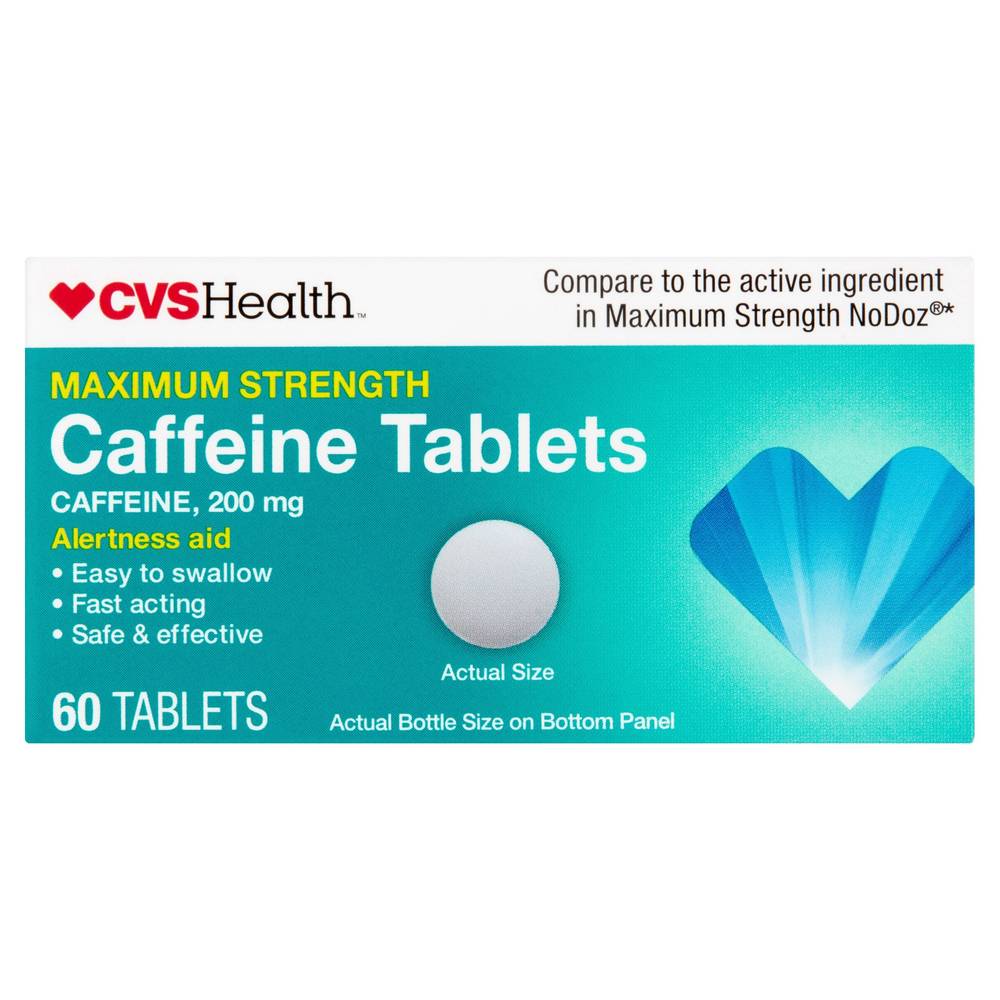 Cvs Health Maximum Strength Caffeine 200 Mg Tablets, 60 Ct