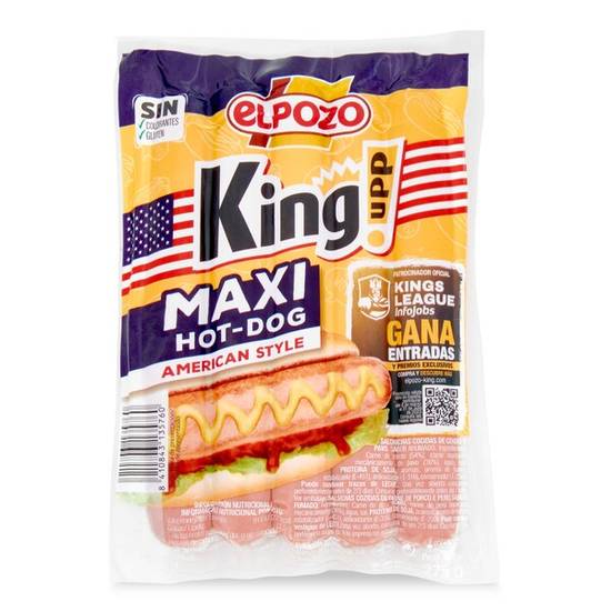 Salchichas cocidas hot dog Elpozo King bolsa 275 g