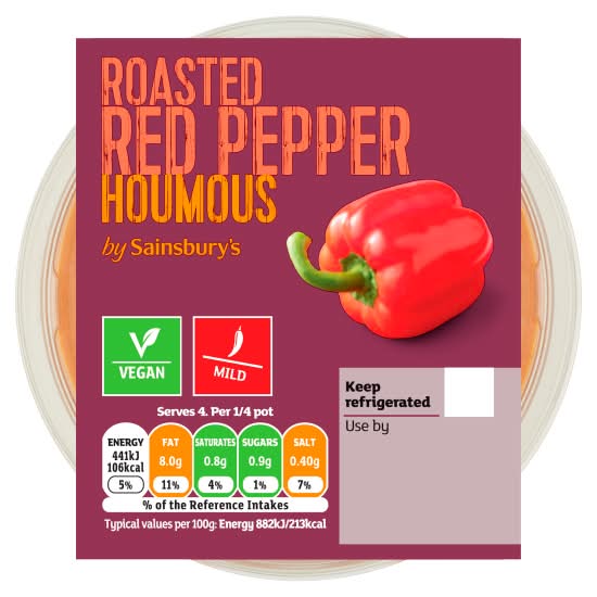 Sainsbury's Rich Roasted Red Pepper Houmous (200g)