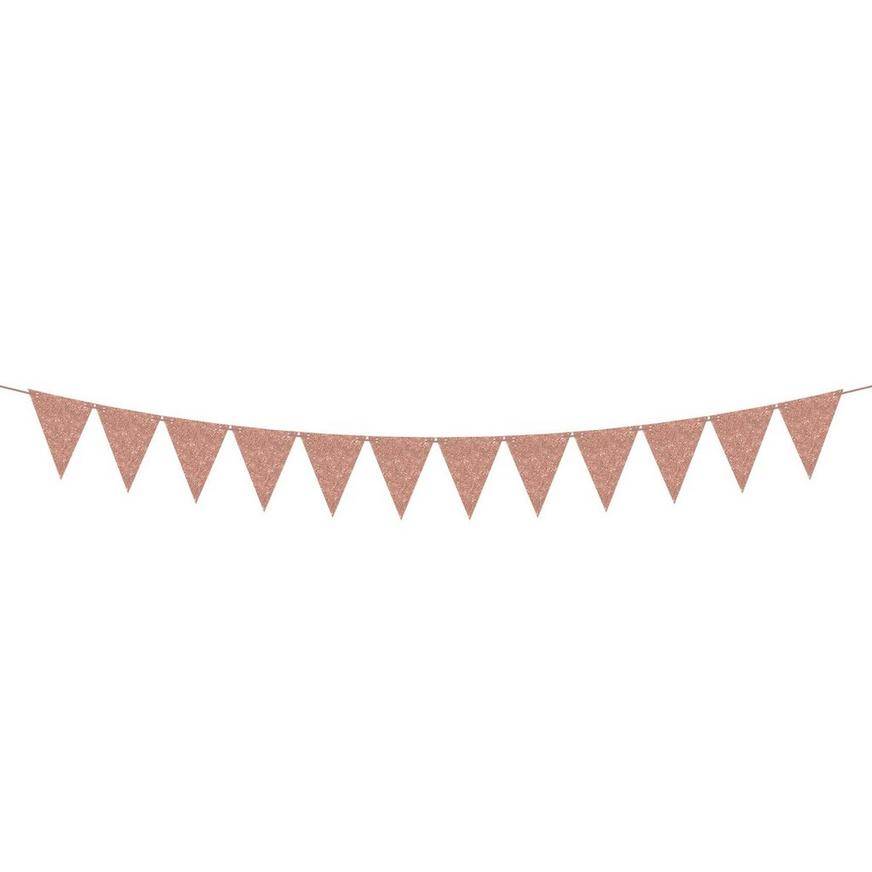 Mini Create Your Own Glitter Rose Gold Pennant Banner, 20ft