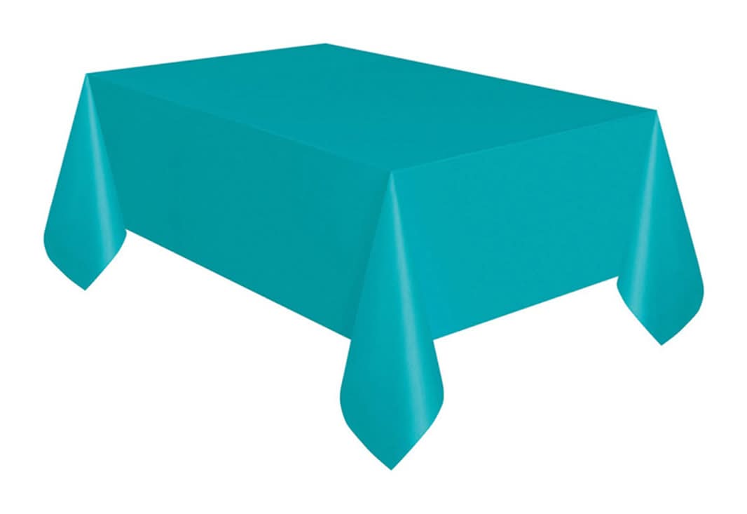 321 Party! Plastic Teal Tablecloth 54" X 108"