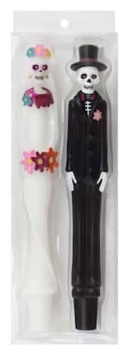 10" Skeleton Bride & Groom Unscented Taper Candles By Ashland